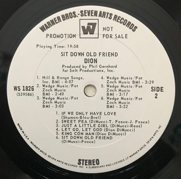 Dion (3) : Sit Down Old Friend (LP,Album,Promo)