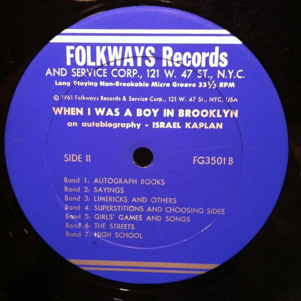 Israel Kaplan : When I Was A Boy In Brooklyn - An Autobiography (LP)