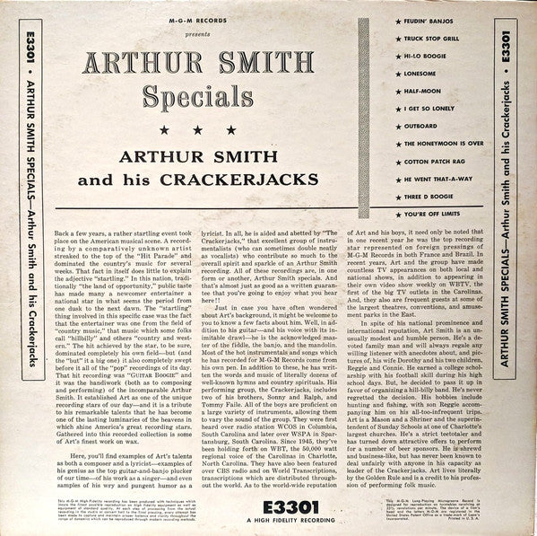 Arthur Smith And His Cracker-Jacks : Arthur Smith Specials (LP)