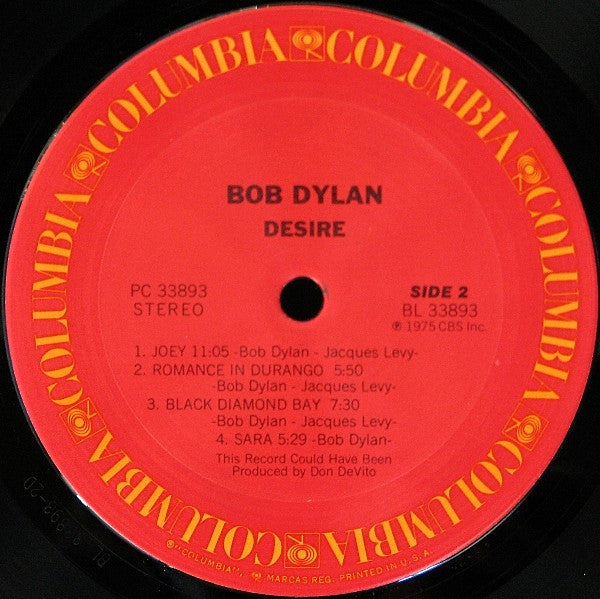 Bob Dylan : Desire (LP,Album,Stereo)