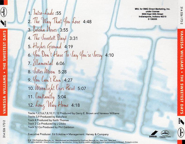 Vanessa Williams : The Sweetest Days (Album,Club Edition)
