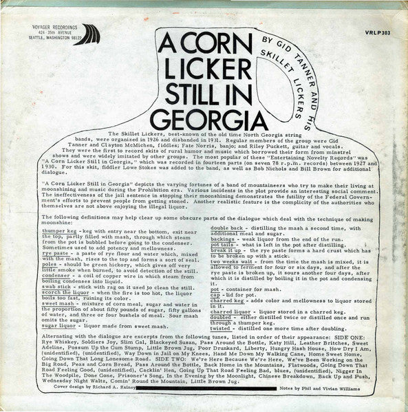 Gid Tanner & His Skillet Lickers : A Corn Licker Still In Georgia (LP,Compilation)