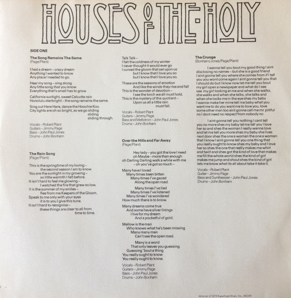 Led Zeppelin : Houses Of The Holy (LP,Album)