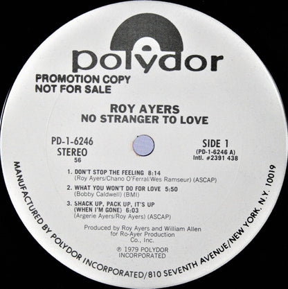 Roy Ayers : No Stranger To Love (LP,Album,Promo)