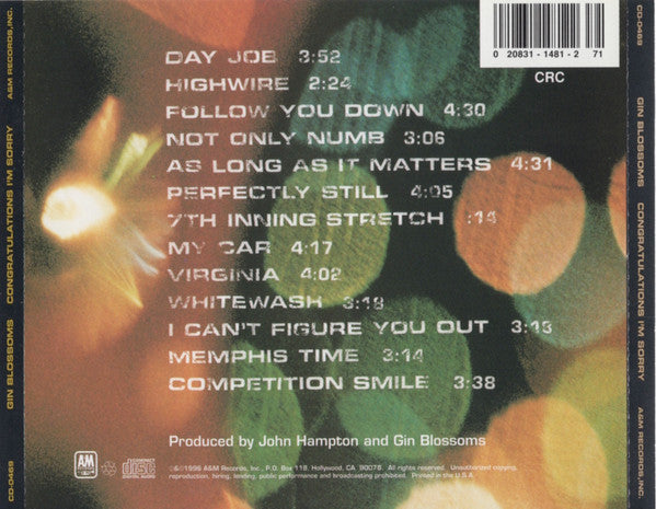 Gin Blossoms : Congratulations I'm Sorry (Album,Club Edition)