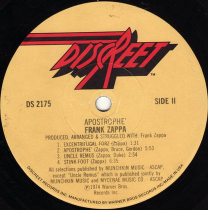 Frank Zappa : Apostrophe (') (LP,Album,Repress)