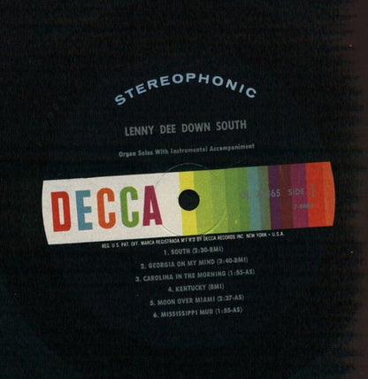 Lenny Dee (2) : Down South (LP,Album,Stereo)