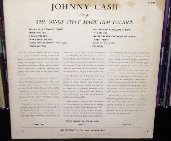 Johnny Cash : Johnny Cash Sings The Songs That Made Him Famous (LP,Album,Mono,Reissue,Club Edition)