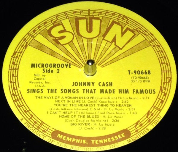 Johnny Cash : Johnny Cash Sings The Songs That Made Him Famous (LP,Album,Mono,Reissue,Club Edition)