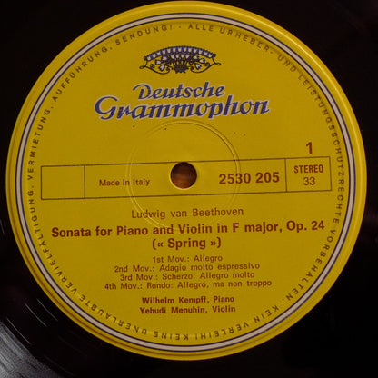 Ludwig Van Beethoven - Wilhelm Kempff • Yehudi Menuhin : Frühlingssonate (Spring Sonata) Op.24 • Rondo WoO 41 • 12 Variationen WoO 40 (LP)