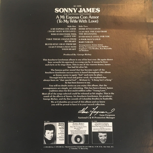 Sonny James : A Mi Esposa Con Amor (To My Wife With Love) (LP,Album)