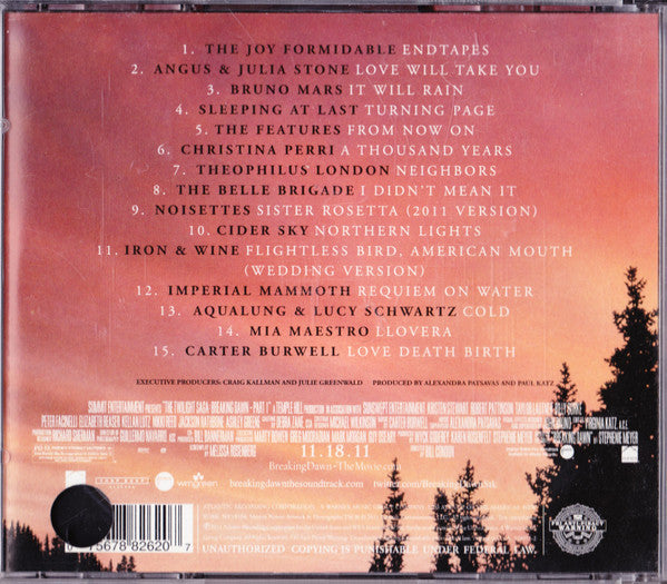Various : The Twilight Saga: Breaking Dawn - Part 1 (Original Motion Picture Soundtrack) (Compilation)