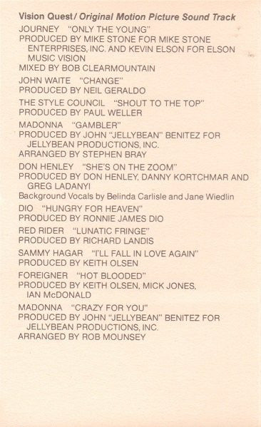 Various : Vision Quest (Original Motion Picture Sound Track) (Album,Compilation)