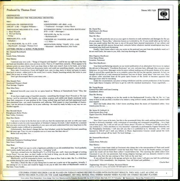 Eugene Ormandy, Philadelphia Orchestra, The : Greensleeves (LP,Album,Stereo)