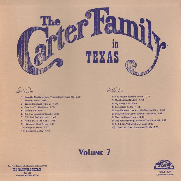 Carter Family, The : The Carter Family In Texas Volume 7 (LP)