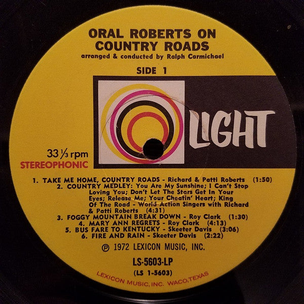 Various : Oral Roberts On Country Roads (Music From The Oral Roberts' TV Special) (LP,Stereo)