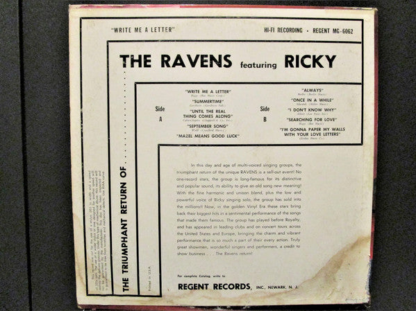 Ravens (2), The Starring Jimmy Ricks (2) : Write Me A Letter (LP,Compilation)