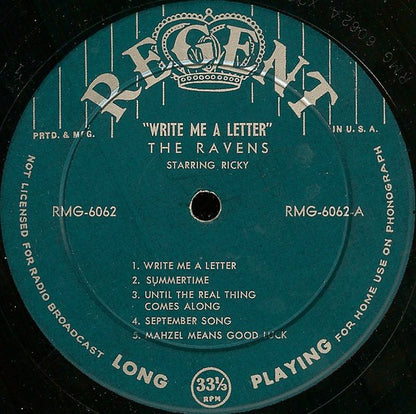 Ravens (2), The Starring Jimmy Ricks (2) : Write Me A Letter (LP,Compilation)