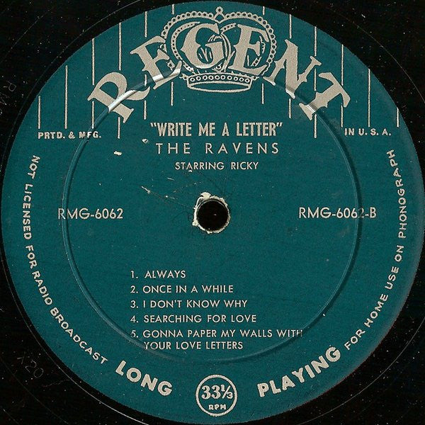 Ravens (2), The Starring Jimmy Ricks (2) : Write Me A Letter (LP,Compilation)