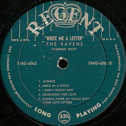 Ravens (2), The Starring Jimmy Ricks (2) : Write Me A Letter (LP,Compilation)