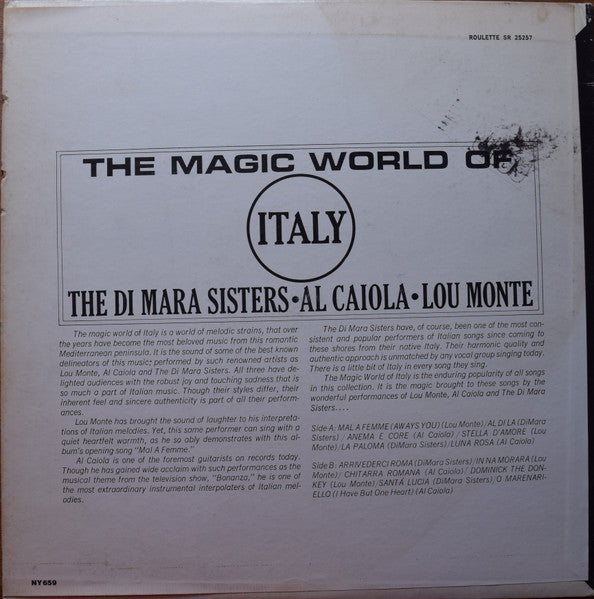 Di Mara Sisters, The, Al Caiola, Lou Monte : The Magic World Of Italy (LP)