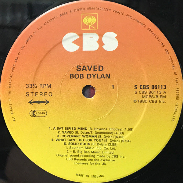 Bob Dylan : Saved (LP,Album)