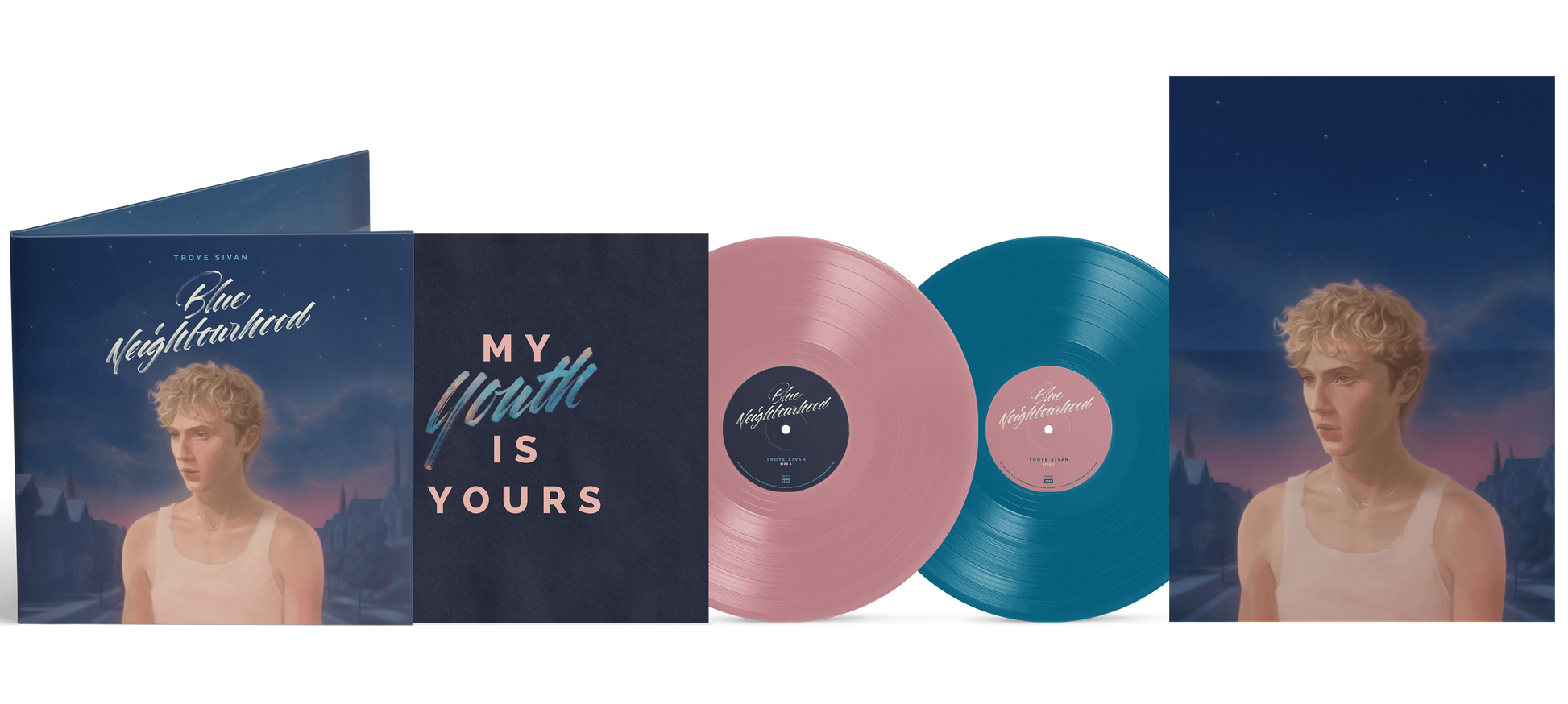 Troye Sivan - Blue Neighbourhood 'Ten Years On' (2LP Blush Pink/Aqua Blue Vinyl) UPC: 602478986796