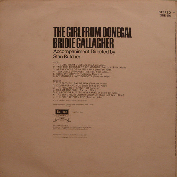 Bridie Gallagher : The Girl From Donegal (LP,Album,Stereo)