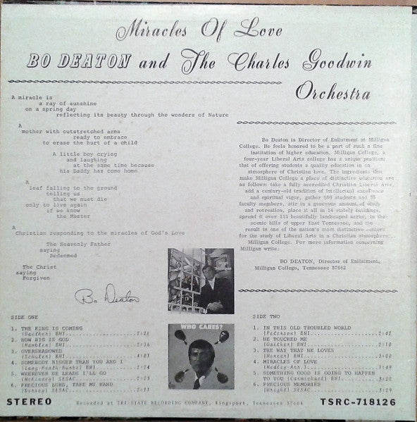 Bo Deaton And Charles Goodwin Orchestra, The : Miracles Of Love (LP,Album)
