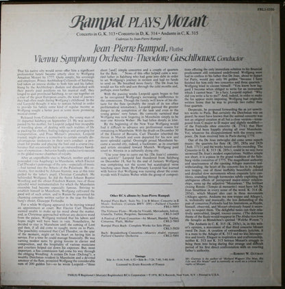 Jean-Pierre Rampal, Wolfgang Amadeus Mozart, Wiener Symphoniker, Theodor Guschlbauer : Rampal Plays Mozart / The Two Flute Concertos And Andante, K. 315 (LP,Album)