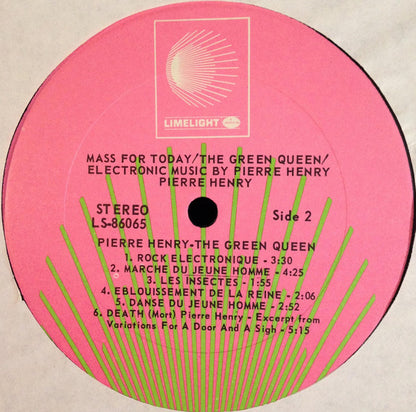 Pierre Henry & Michel Colombier : Mass For Today / The Green Queen (LP,Album,Stereo)