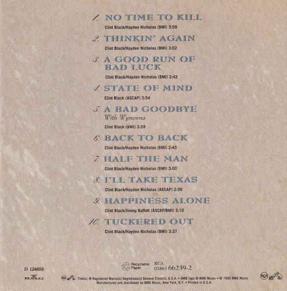 Clint Black : No Time To Kill (Album,Club Edition)