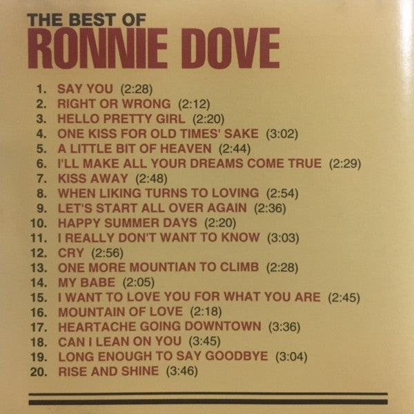 Ronnie Dove : The Best Of Ronnie Dove (Compilation)