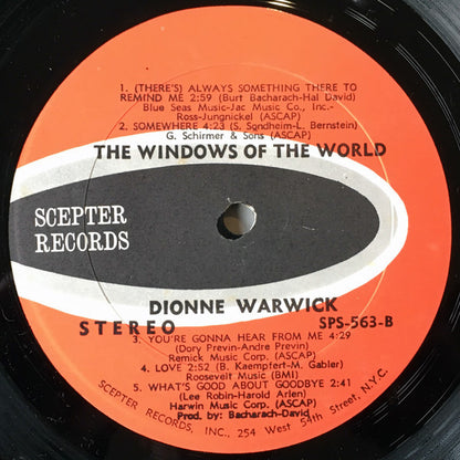 Dionne Warwick : The Windows Of The World (LP,Album,Stereo)