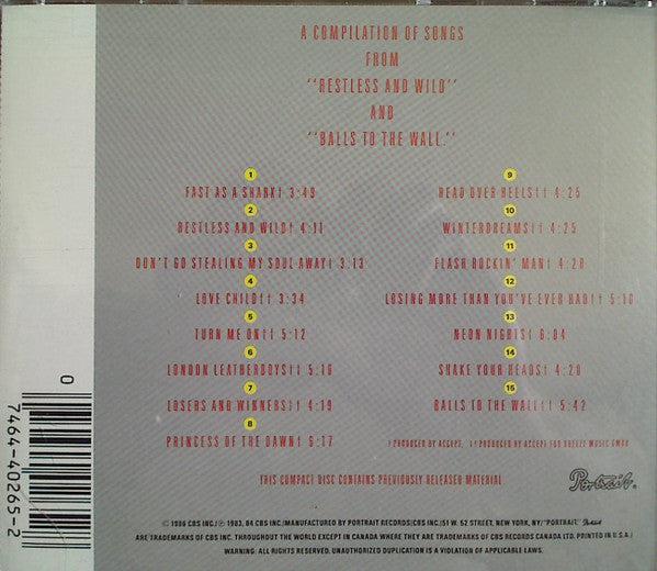 Accept : Restless And Wild / Balls To The Wall (Compilation,Reissue)