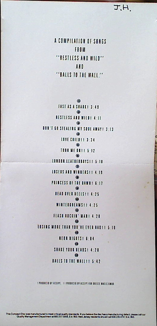 Accept : Restless And Wild / Balls To The Wall (Compilation,Reissue)