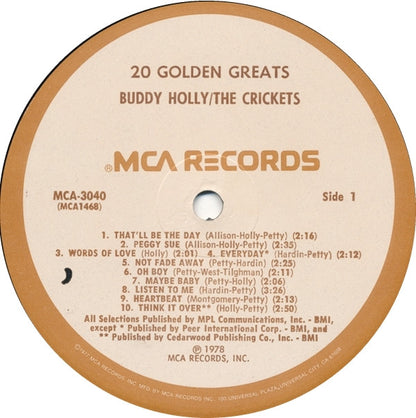 Buddy Holly / Crickets (2), The : 20 Golden Greats (LP,Compilation)