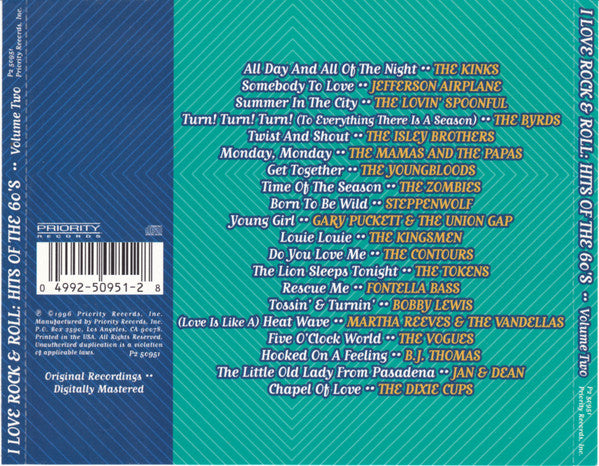 Various : I Love Rock & Roll:  Hits Of The 60's -- Volume Two (Compilation)