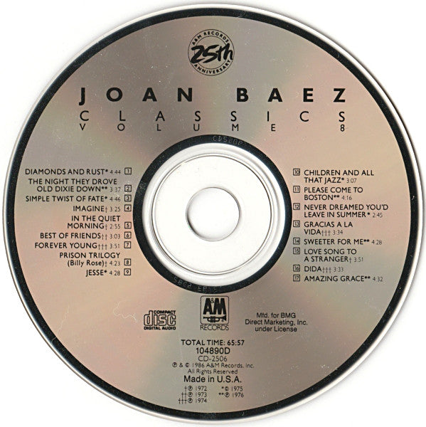 Joan Baez : Classics Volume 8 (Compilation,Club Edition)