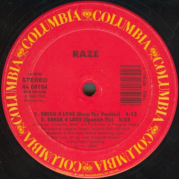 Raze : Break 4 Love (12",45 RPM,Stereo)