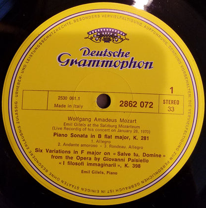 Wolfgang Amadeus Mozart, Emil Gilels : Emil Gilels In Salzburger Mozarteum (LP)