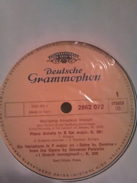 Wolfgang Amadeus Mozart, Emil Gilels : Emil Gilels In Salzburger Mozarteum (LP)