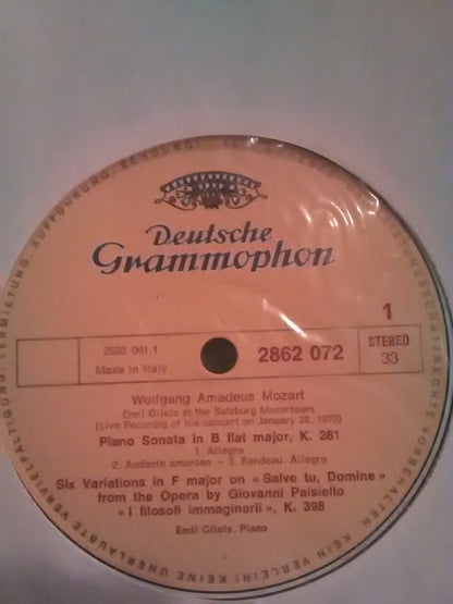 Wolfgang Amadeus Mozart, Emil Gilels : Emil Gilels In Salzburger Mozarteum (LP)
