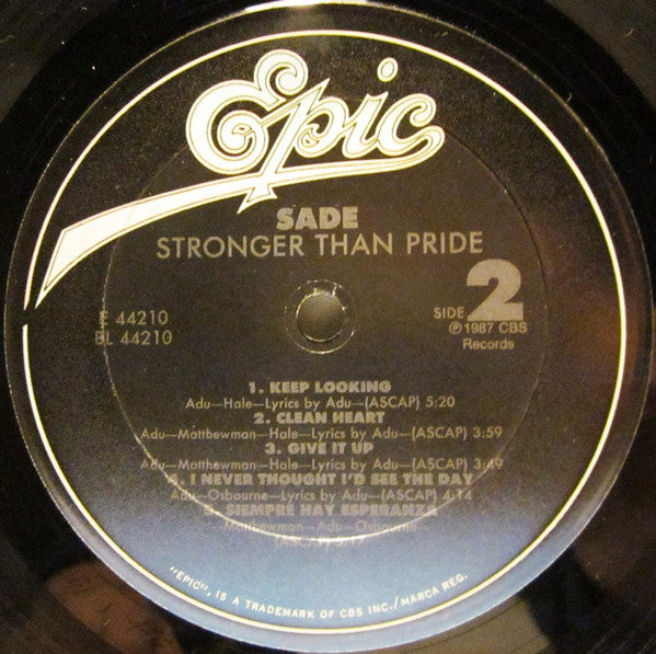 Sade : Stronger Than Pride (LP,Album,Stereo)