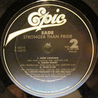 Sade : Stronger Than Pride (LP,Album,Stereo)