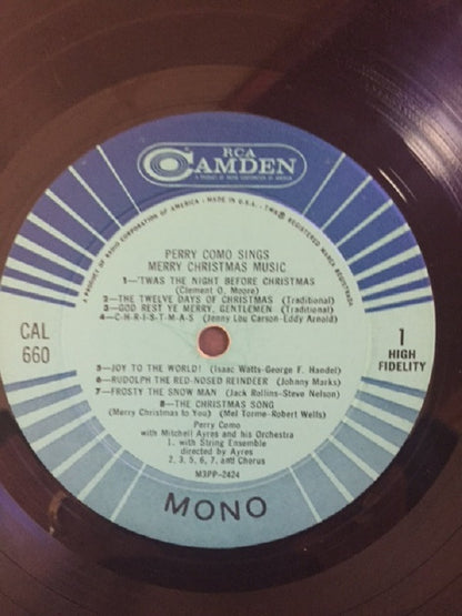 Perry Como : Perry Como Sings Merry Christmas Music (LP,Album,Mono)