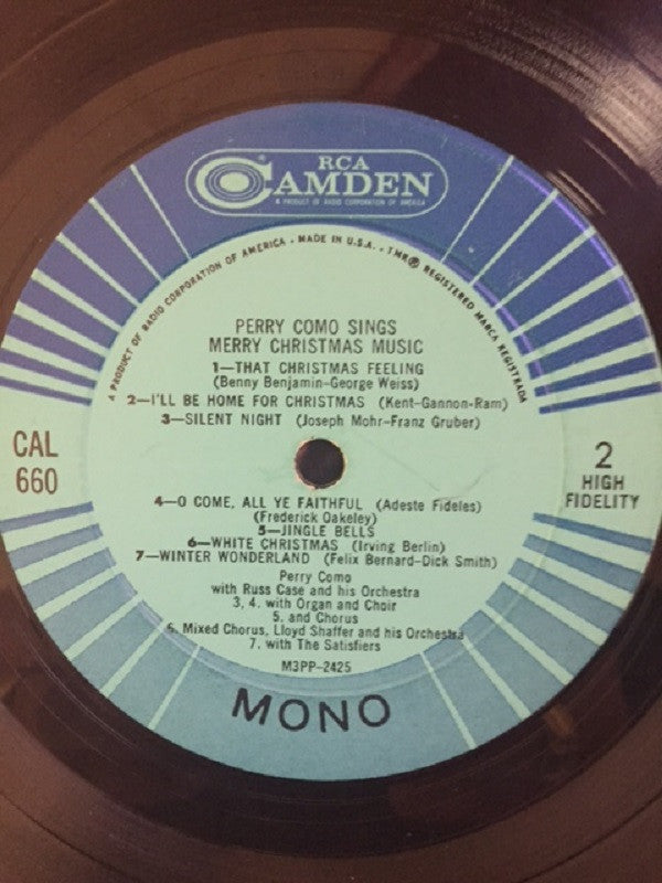 Perry Como : Perry Como Sings Merry Christmas Music (LP,Album,Mono)