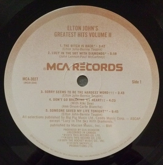 Elton John : Greatest Hits Volume II (LP,Compilation)