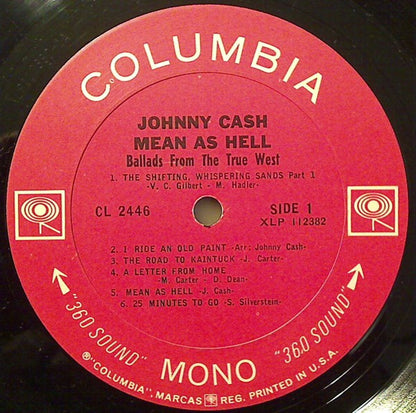 Johnny Cash : Mean As Hell! (Ballads From The True West) (LP,Album,Mono)