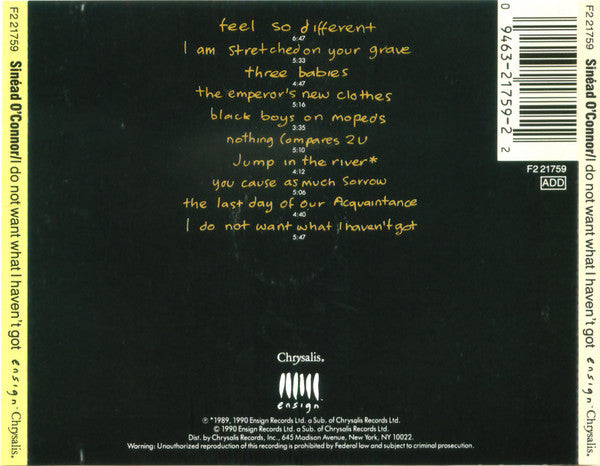 Sinéad O'Connor : I Do Not Want What I Haven't Got (Album,Club Edition,Stereo)